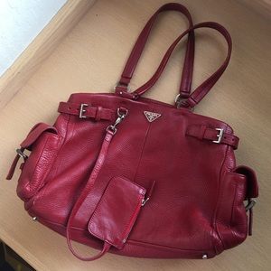 SOLD /Red Prada Vitello Daino Leather Tote Handbag